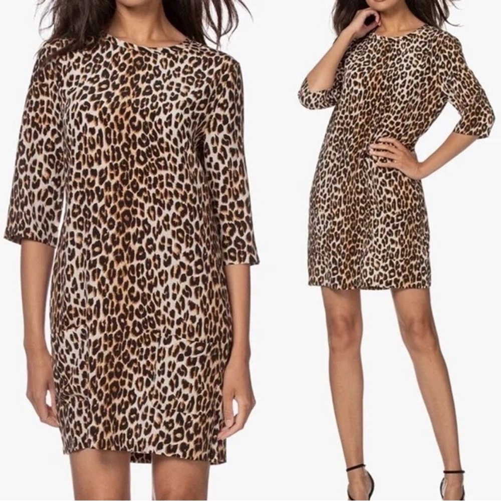 EQUIPMENT Aubrey Silk Mini Dress with Leopard Print size L NWT